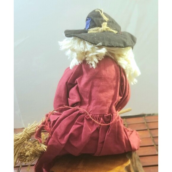 Vintage 1980s Handmade Kitchen Witch w/ Broom 19" Tall - Picture 5 of 5